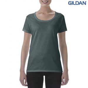 The Gildan Softstyle Ladies' Deep Scoop T-Shirt is a cotton tee with deep scoop neckline.  10 colours.  S - 3XL. Great ladies cotton tees from Gildan.