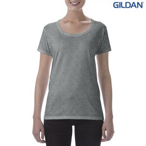 The Gildan Softstyle Ladies' Deep Scoop T-Shirt is a cotton tee with deep scoop neckline.  10 colours.  S - 3XL. Great ladies cotton tees from Gildan.