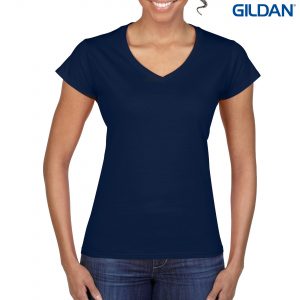 The Gildan Softstyle Ladies V-Neck T Shirt is a 150gm cotton jersey knit tee.  5 colours.  Fitted.  S - 3XL.  Great cotton tees from Gildan.