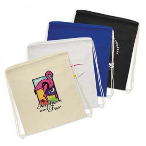 The Trends Cotton Drawstring Backpack is manufactured from 120gsm cotton.  4 colours.  Great branded eco drawstring backpacks.
