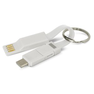 The Trends Collection Electron 3 in 1 Charging Cable is a compact charging cable with handy key ring. In 7 colours. Great branded technology promo products.