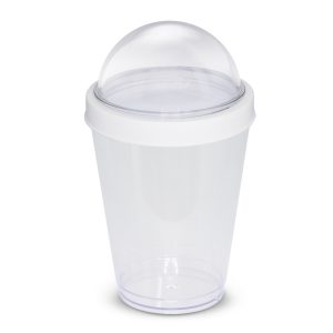 The Trends Collection Yogo Cup is a White/Clear cup ideal for on the go brekkie or lunch meals. Great options for busy people. Practical promotional products.