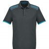 P900MS Biz Collection Galaxy Mens Polo – Grey/Cyan – Promotrenz