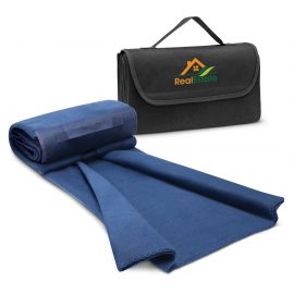 The Trends Collection Yukon Fleece Blanket is a super warm, soft fleecy. blanket.  Easy to roll up.  Black or Navy.  Great branded fleece blankets.