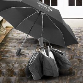 The Trends Collection Swiss Peak Foldable Umbrella is a 3 stage folding umbrella with auto open and close.  8 panel. Black.  Great branded foldable umbrellas.