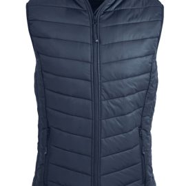 The Aussie Pacific Ladies Snowy Puffer Vest is a nylon/polyester puffer vest.  8 - 22.  Black or Navy.  Mens available.  Great option for winter puffer vests.