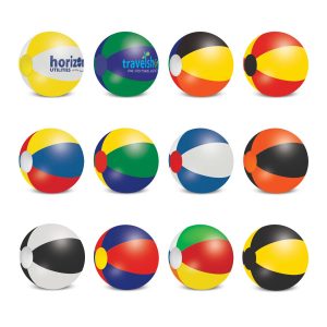 The Trends Collection Beach Ball 34cm is a mix and match coloured beach ball.  6 sizes available.  Screen printed.  Great branded summer promo products.