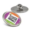 The Trends Collection Altura Lapel Pin Round is a small round lapel bin badge.  Full colour branding.  Badge in Silver.  Great branded custom printed badges.