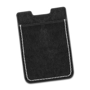 The Trends Collection Bond Phone Wallet is a classy PU leather phone wallet with white stitching.  Black.  Great branded phone wallets for your clients.