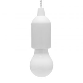 The Trends Collection Lumen Light Bulb is a battery operated light bulb with long cord.  In White.  Great branded portable light bulbs and promo products.