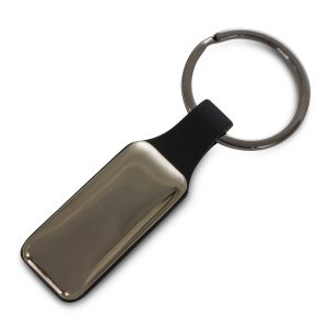 The Trends Collection Altos Key Ring is a rectangular, opulent, silicone and metal key ring. Engraved or printed. Gunmetal. Great branded key rings for your clients.