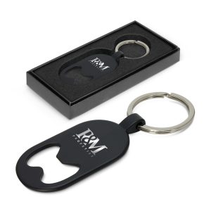 The Trends Collection Brio Bottle Opener Key Ring is a metal bottle opener key ring with matt finish.  Black.  Great branded bottle opener key rings.