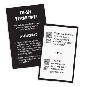 The Trends Collection Eye-Spy Webcam Cover is a cover that installs easily over webcams. 7 colours. Great branded security promo products.