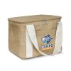 The Trends Collection Asana Cooler Bag is a medium size 13 litre cooler bag.  Natural June with natural cotton carry handles.  Great branded eco cooler bags.