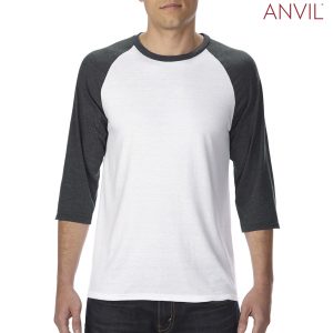 The Anvil Tri-Blend Adult 3/4 Sleeve Raglan Tee is a 159gsm 3/4 sleeve tee.  4 colour combinations.  XS - 2XL.  Great brandable raglan tees from Anvil.