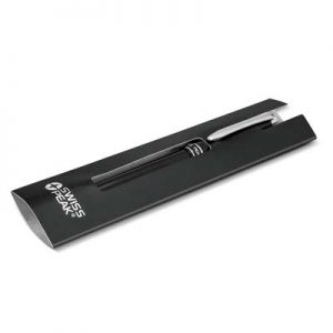 The Swiss Peak Heritage Rollerball Pen is a lacquer finished brass barrel pen with shiny chrome accents. Blue ink. Print or engraving available. Ideal corporate pen.