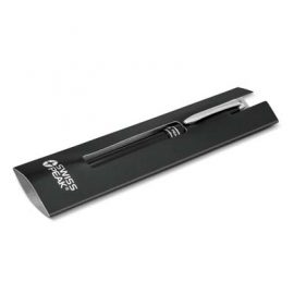 The Swiss Peak Heritage Ballpoint Pen is a lacquer finished brass barrel with chrome accent. Blue Ink. Great branded corporate pens for your client.