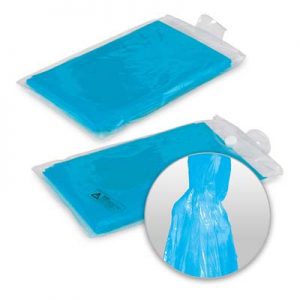 The TRENDS Emergency Poncho is a handy waterproof poncho with hood that folds into a compact resuable bag.  Domed closure. Branding on bag.