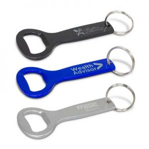 The TRENDS Bristol Bottle Opener Key Ring is a strong aluminium bottle opener with key ring. Engraves to oxidised white colour. 3 colours.