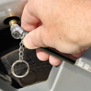 116565 TRENDS Tyre Pressure Gauge Key Ring The TRENDS Tyre Pressure Gauge Key Ring is a mini tyre gauge on a key chain. Measures up to 50psi. Laser engraving available. Great automotive promo product.