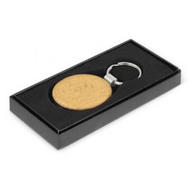 The TRENDS Echo Key Ring is a round natural beech wood key ring with metal trim.  Laser engraves to natural etch.  Available in round, rectangle or square.