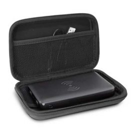 The Trends Odyssey Wireless Charging Power Bank has a 5w wireless phone charger with 10000mAh of power storage. Logo branding available.
