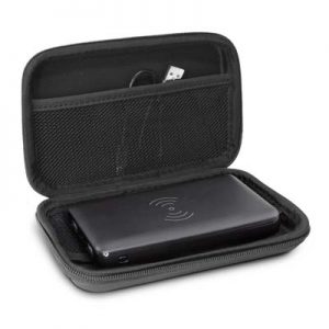 The Trends Odyssey Wireless Charging Power Bank has a 5w wireless phone charger with 10000mAh of power storage. Logo branding available.