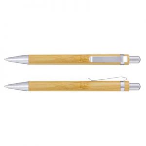 The TRENDS Ancona Bamboo Pen is a retractable ballpoint pen with natural bamboo barrel. Black Ink. Great branded bamboo pens with your logo.