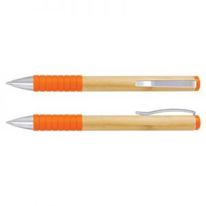 The TRENDS Bamboo Twist Pen is a twist action ballpoint pen with bamboo barrel.  Soft touch grip.  7 colours.  Great branded eco pens for your clients.