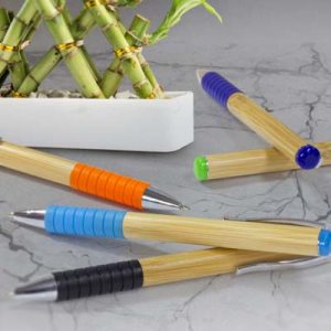 The TRENDS Bamboo Twist Pen is a twist action ballpoint pen with bamboo barrel.  Soft touch grip.  7 colours.  Great branded eco pens for your clients.
