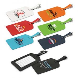 The TRENDS Aero Luggage Tag is a leather look PU luggage tag with matching stitching, address card and adjustable strap. 7 colours. Great branded travel promo products.