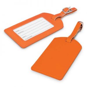 The TRENDS Aero Luggage Tag is a leather look PU luggage tag with matching stitching, address card and adjustable strap. 7 colours. Great branded travel promo products.
