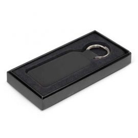 The TRENDS Prince Leather Key Ring is a rectangular leather key ring.  Matching stitching.  Print or debossing of your logo.