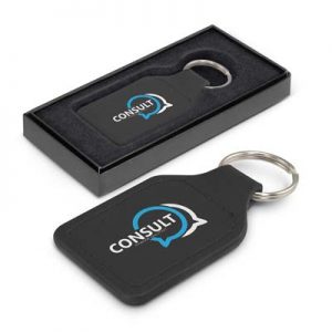 The TRENDS Prince Leather Key Ring is a square leather key ring. Matching stitching. Print or debossing of your logo.