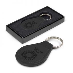 The TRENDS Prince Leather Key Ring is a circular leather key ring. Matching stitching. Print or debossing of your logo.