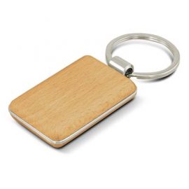 The TRENDS Echo Key Ring is a rectangular natural beech wood key ring with metal trim.  Laser engraves to natural etch.  Available in round, rectangle or square.
