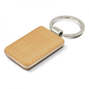 The TRENDS Echo Key Ring is a rectangular natural beech wood key ring with metal trim. Laser engraves to natural etch. Available in round, rectangle or square.