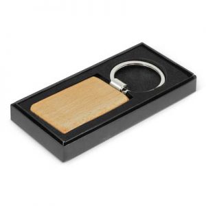 The TRENDS Echo Key Ring is a rectangular natural beech wood key ring with metal trim. Laser engraves to natural etch. Available in round, rectangle or square.