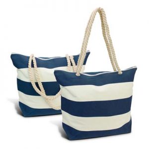The Trends Collection Bali Tote Bag is an XL leisure tote bag with striped pattern. 510gsm cotton canvas with rope handles. 2 colours. Great branded tote bags.