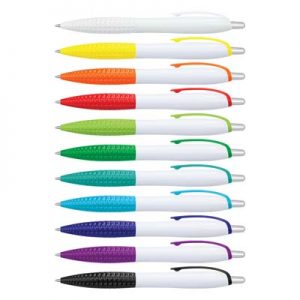 117003 Trends Collection Xena Pen The Trends Collection Xena Pen is a retractable plastic ball pen has a contoured barrel with chrome push button. 11 colours. Great branded pens.