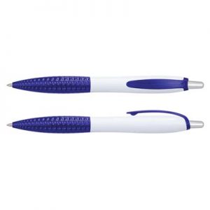 The Trends Collection Xena Pen is a retractable plastic ball pen has a contoured barrel with chrome push button.  11 colours.  Great branded pens.