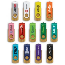 The Trends Collection Helix 4gb Bamboo Flash Drive is a classic flash drive with metal swivel and bamboo case.  13 colours.  Great branded USB flash drives.