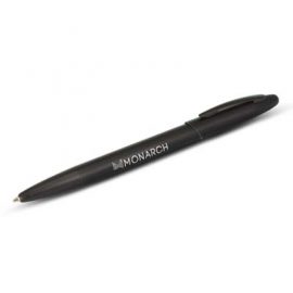 The Trends Collection Kovu Pen is a retractable aluminium ball pen with matt finish, metallic, lacquered barrel.  Black. Great branded metal pens from Trends Collection.