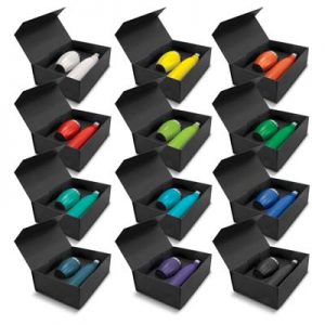 The Trends Collection Mirage Vacuum Gift Set includes the Mirage Powder Coated Vacuum Bottle & Verona Vacuum Cup. 12 colours, Great corporate gift sets.