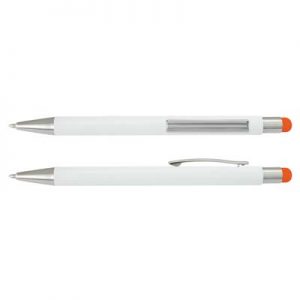 The Trends Collection Lancer Stylus Pen is a retractable aluminium ball pen with stylus.  White barrels.  Laser engraved.  Great branded pens from Trends Collection.