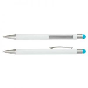 The Trends Collection Lancer Stylus Pen is a retractable aluminium ball pen with stylus.  White barrels.  Laser engraved.  Great branded pens from Trends Collection.