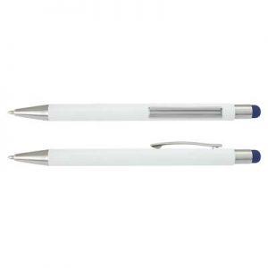 The Trends Collection Lancer Stylus Pen is a retractable aluminium ball pen with stylus.  White barrels.  Laser engraved.  Great branded pens from Trends Collection.