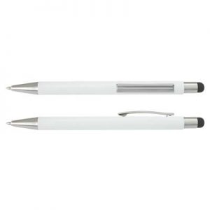 The Trends Collection Lancer Stylus Pen is a retractable aluminium ball pen with stylus.  White barrels.  Laser engraved.  Great branded pens from Trends Collection.