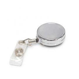 The Trends Collection Veon Retractable ID Holder is a stainless steel ID holder with steel spring.  Print or resin coat finish.  Great branded id holders.