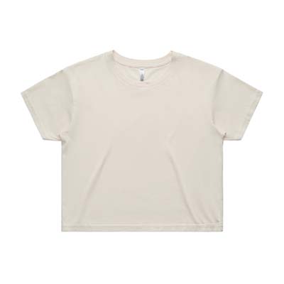 The AS Colour Womens Crop Tee is a relaxed fit. crew neck, mid weight tee. 17 colours. XS - XL. Great branded printed crop tees from AS Colour.
